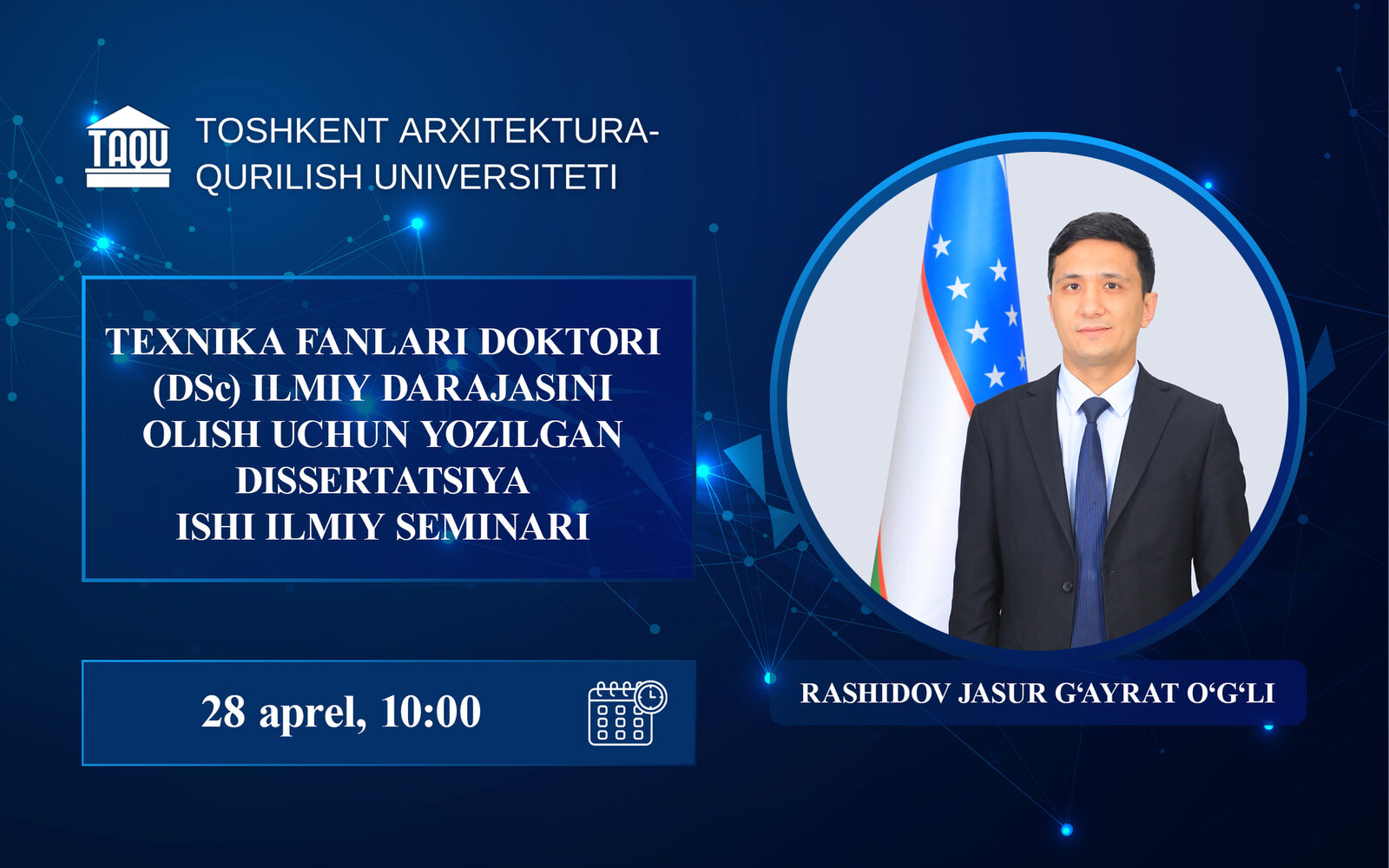 Timur Rashidov Rashidov Jasur G‘ayrat o‘g‘lining texnika fanlari doktori (DSc ...