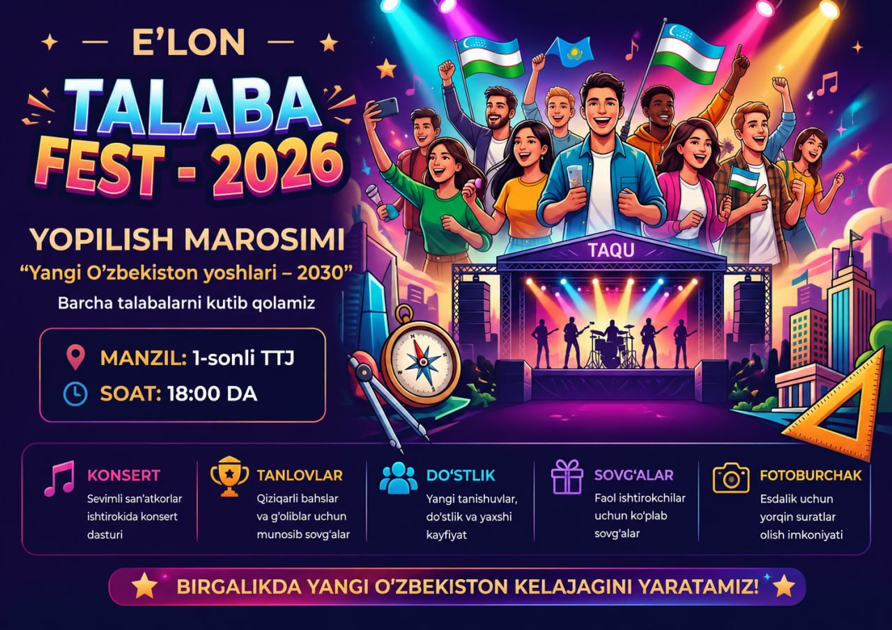 Toshkent arxitektura-qurilish universiteti talabalari diqqatiga!